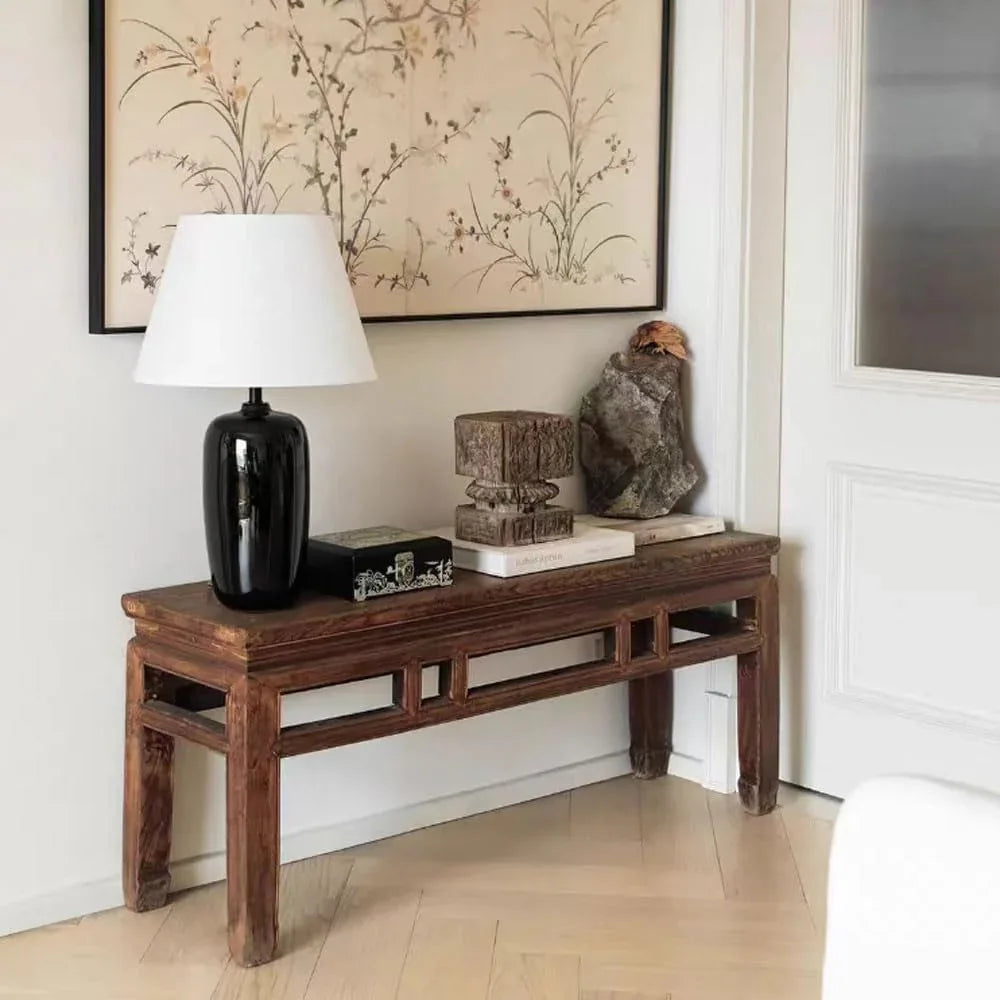 Audara-New Chinese Study Bedroom Bedside Desk Light Office Living Room Wall Cabinet Desk Lamp Villa Farmhouse Club B&B Decoration Table Lamp Luxury Modern Fabric Black Ceramic Lighting Fixture
