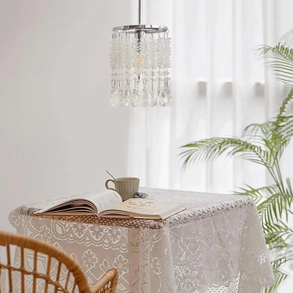 Audara-6-inch Crystal Pendant Light Suitable for Various Spaces Including Bedside, Bedroom, Hotel, Entryway, and Kitchen Island. Easily Blends Into Minimalist, Bohemian, and European Styles.