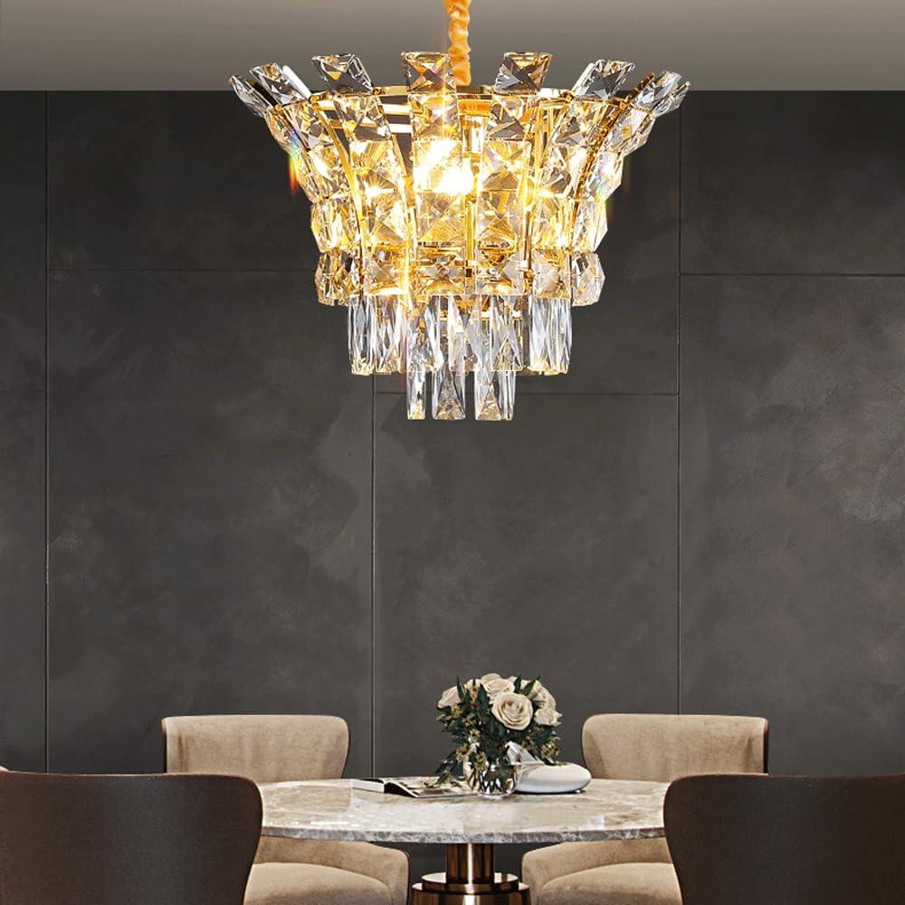 Audara-16-inch Crystal Chandeliers European Modern-Style Chandeliers for Living Rooms Suitable for Bedrooms, Studies, Hotels, Kitchens, and Island Ceiling Lights Glass Chandelier
