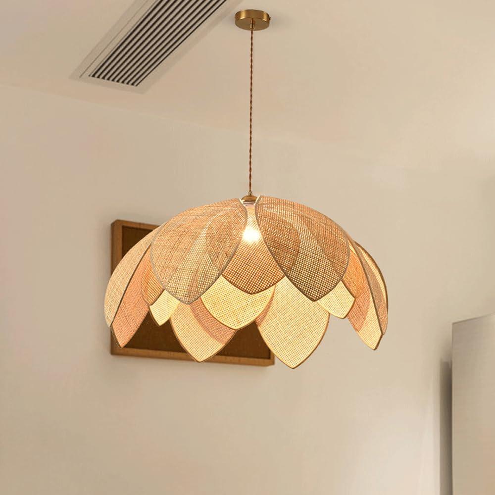 Audara-26in Woven Pendant Light Rattan Bohemian Wabi-Sabi Tropical Multi-Style Ceiling Light Fixture Suitable for Bedrooms, Hotels, Study Rooms, Dining Areas, Entryways, and More Retro Lamp