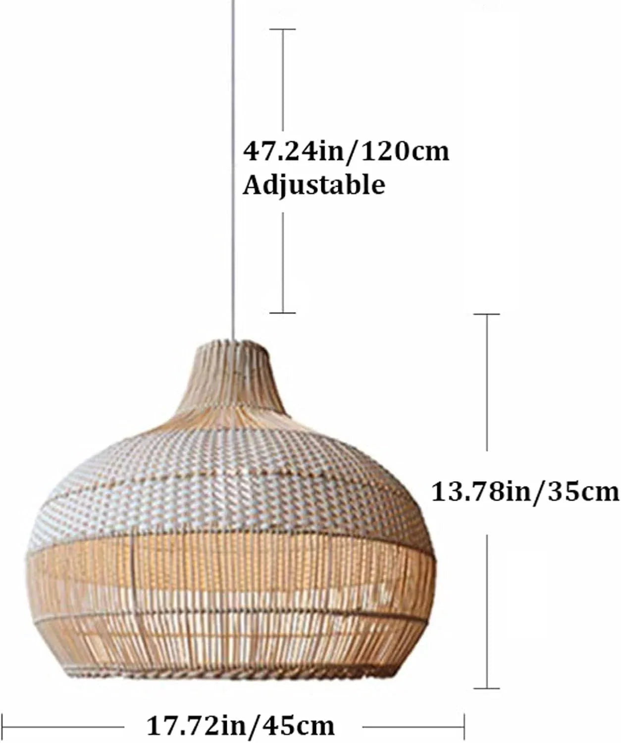 Audara-18-inch Woven Pendant Light Natural Rattan Color Bohemian & Wabi-Sabi Style Multi-Style Ceiling Light Fixture Suitable For Bedrooms, Dining Rooms, Kitchens, Islands, Entryways, And More Retro L