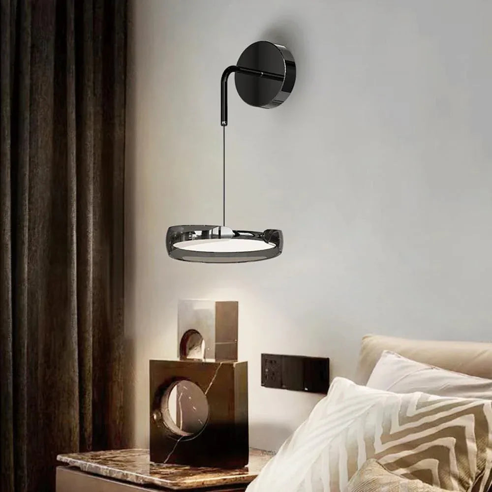 Audara-Italian Minimalist Bedroom Wall Lamp Living Room Backdrop Glass Wall Lights Modern Fashion Decorative Sconces Living Room Study Metal Mounted Lighting Fixture