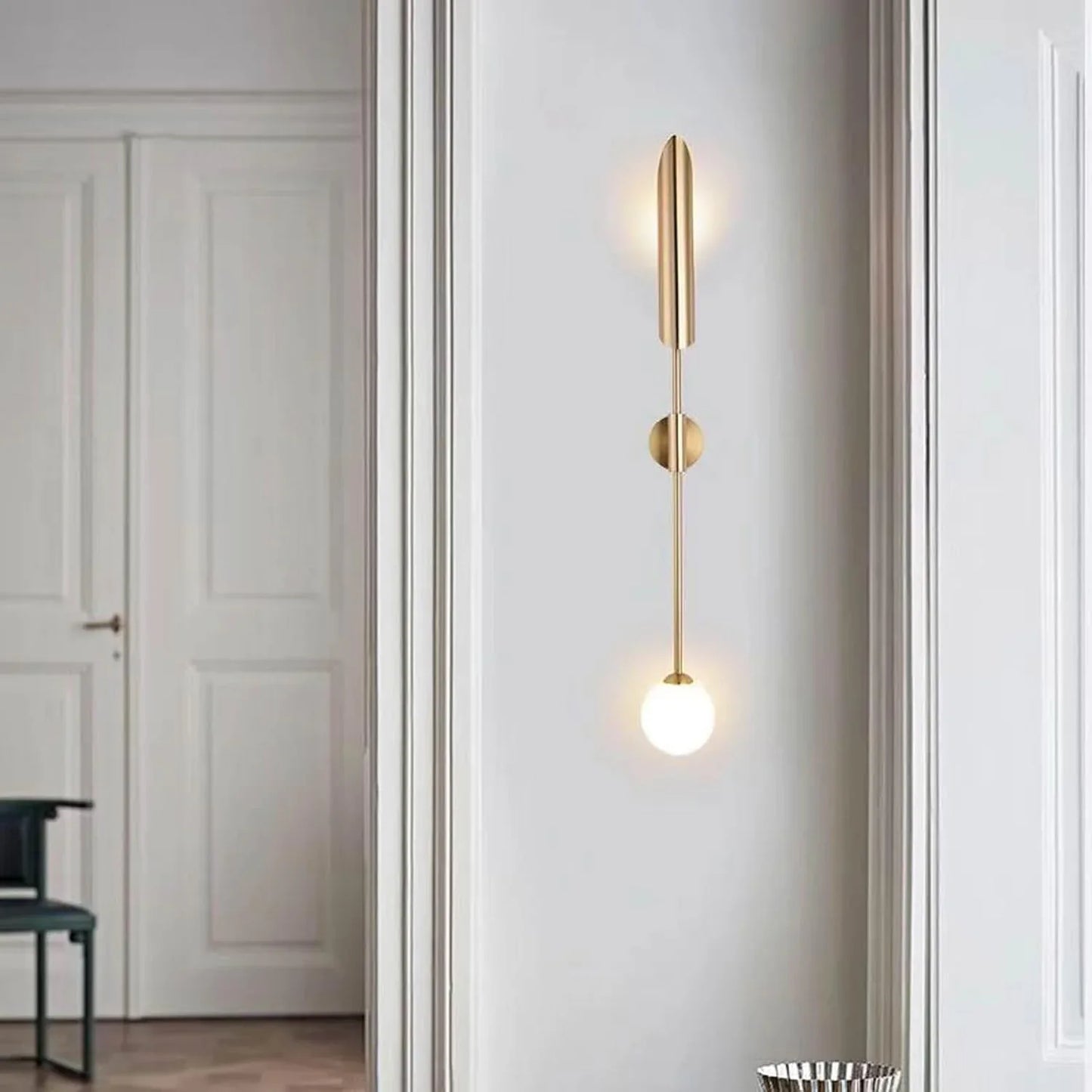Audara-Gold Wall Light 33in LED Glass Sphere Wall Sconces Interior Living Room Accent Wall Wall Lamp Bedroom Bedside Bathroom Wall Mount Light Fixture