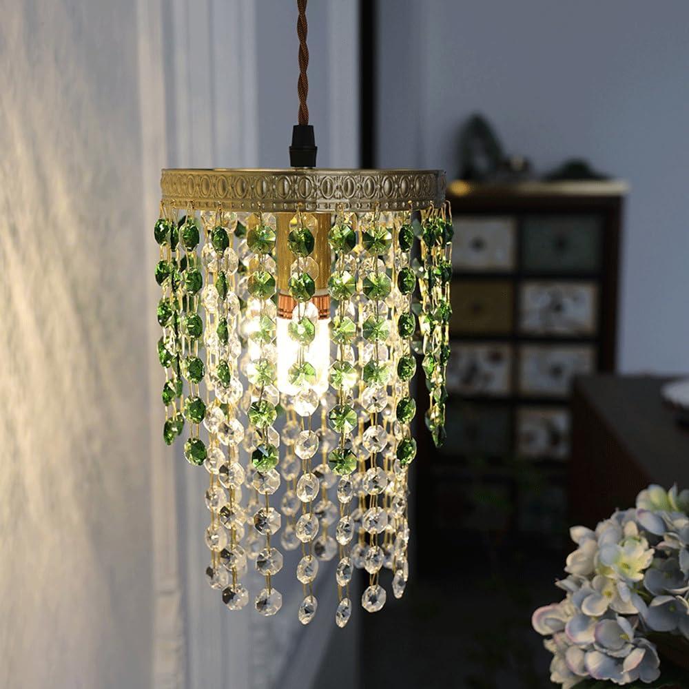 Audara-Crystal Pendant Light, 6 Inches in Size, Small Hanging Decorative Light Fixture, Modern Minimalist Style, Bohemian Style, Suitable for Bedrooms, Hotels, Kitchens, Islands, Entryways, Etc.