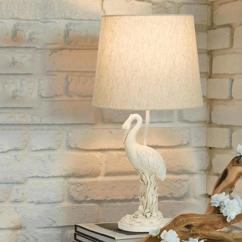 Audara-American Vintage Bedroom Bedside Study Desk Light Designer Model Fabric Bird Shape Resin Desk Lamp Living Room Office Backdrop Table Lamp Hotel Front Desk Coffee Shop B&B Lighting Fixture