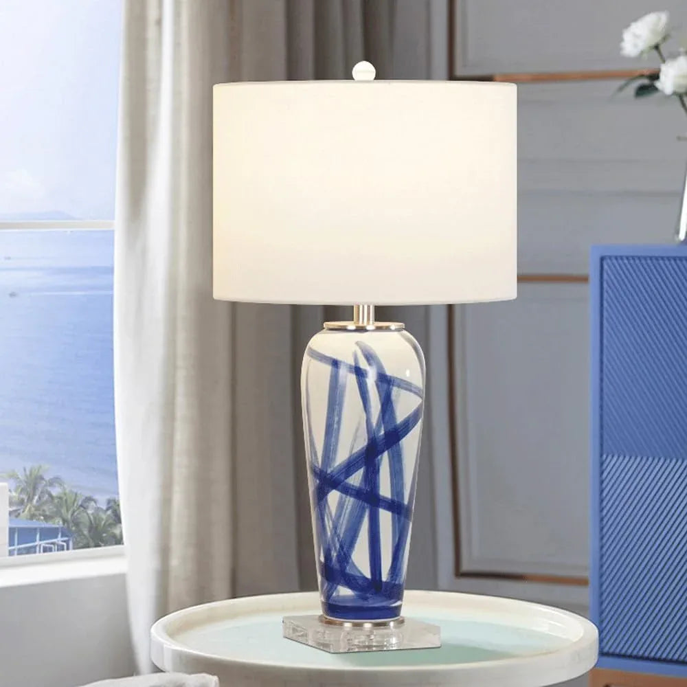 Audara-High-end Simple Hotel Front Desk Coffee Shop B&B Desk Light Fashion Bedroom Living Room Study Desk Lamp Modern Fabric Ceramic Table Lamp Restaurant Villa Club Lighting Fixture