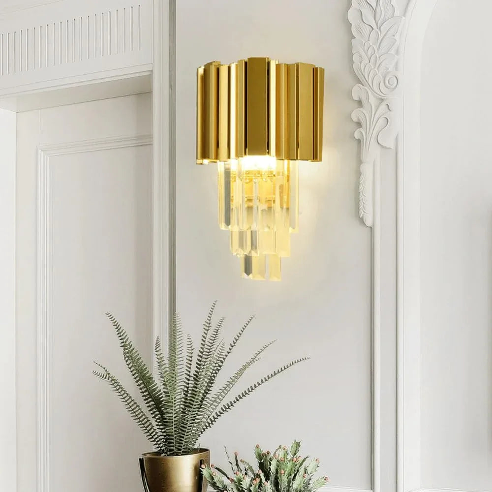 Audara-Creative Scandinavian Crystal Wall Lamp Golden Iron Wall Lights Bedroom Bedside Ambiance Sconces Aisle Corridor Entrance Mounted Lighting Fixture
