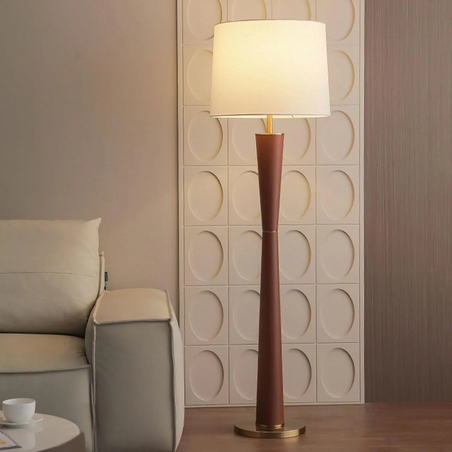 Audara-Scandinavian Modern Bookshelf Side Bedroom Bedside Floor Lamp Remote Control Dimming Timing Handmade Fabric Standing Lamp H61.4’ Office Living Room Torchiere Library Decorative Lighting Fixture