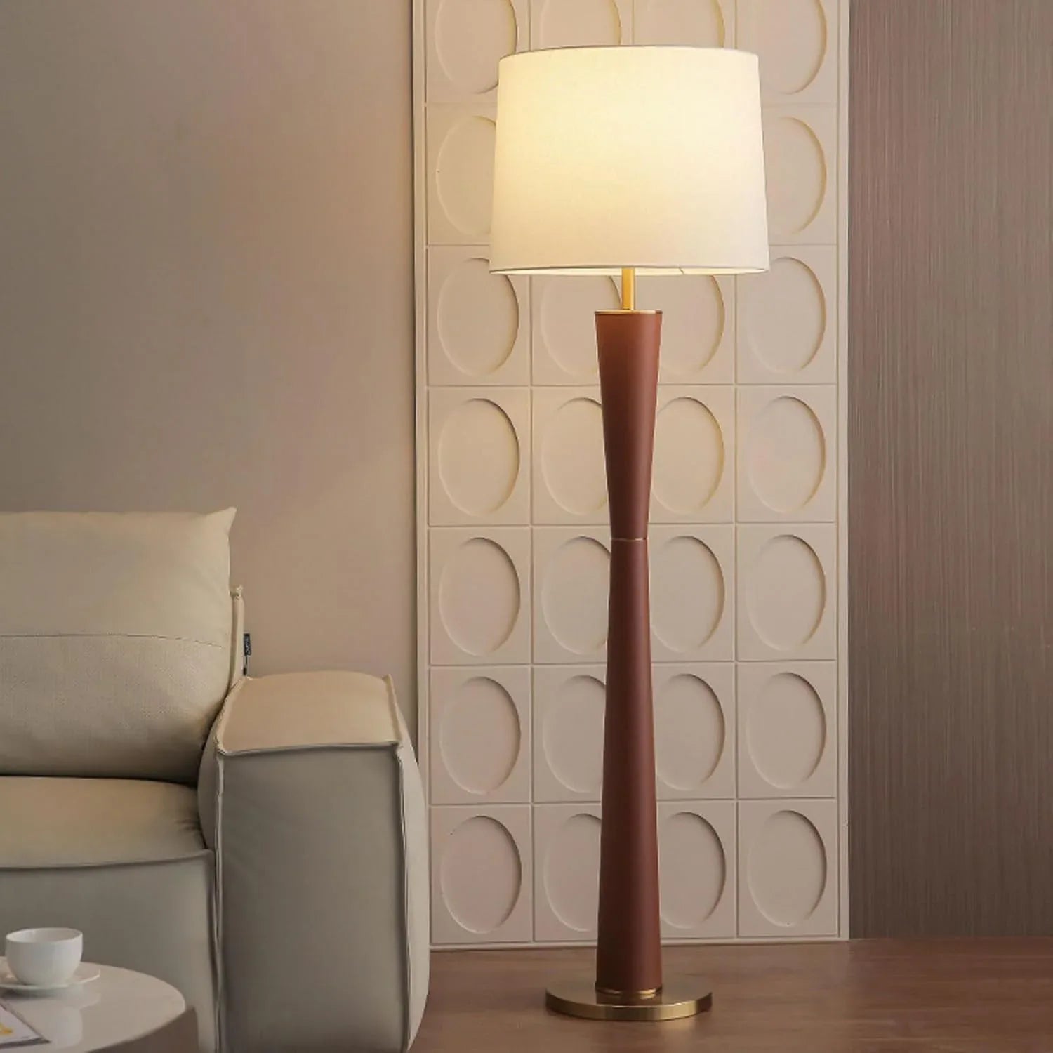 Audara-Scandinavian Modern Bookshelf Side Bedroom Bedside Floor Lamp Remote Control Dimming Timing Handmade Fabric Standing Lamp H61.4’ Office Living Room Torchiere Library Decorative Lighting Fixture