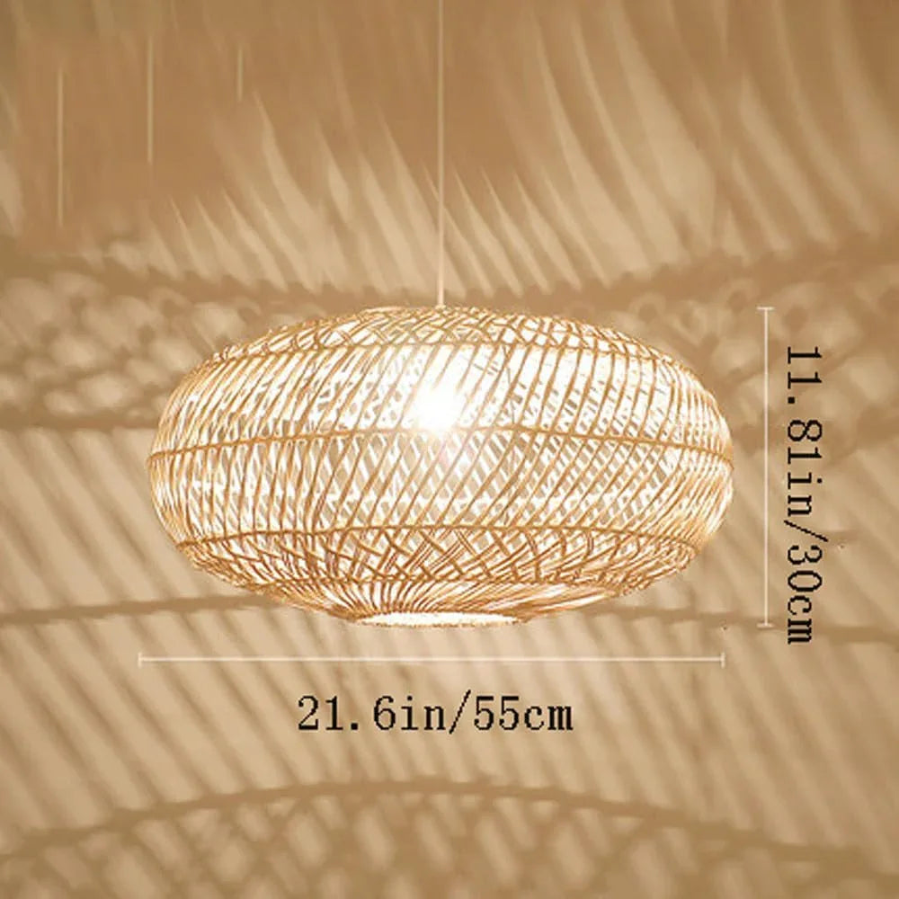 Audara-22in Woven Pendant Light Rattan Bohemian Wabi-Sabi Tropical Multi-Style Ceiling Light Fixture Suitable for Bedrooms, Hotels, Study Rooms, Dining Areas, Entryways, and More Retro Lamp