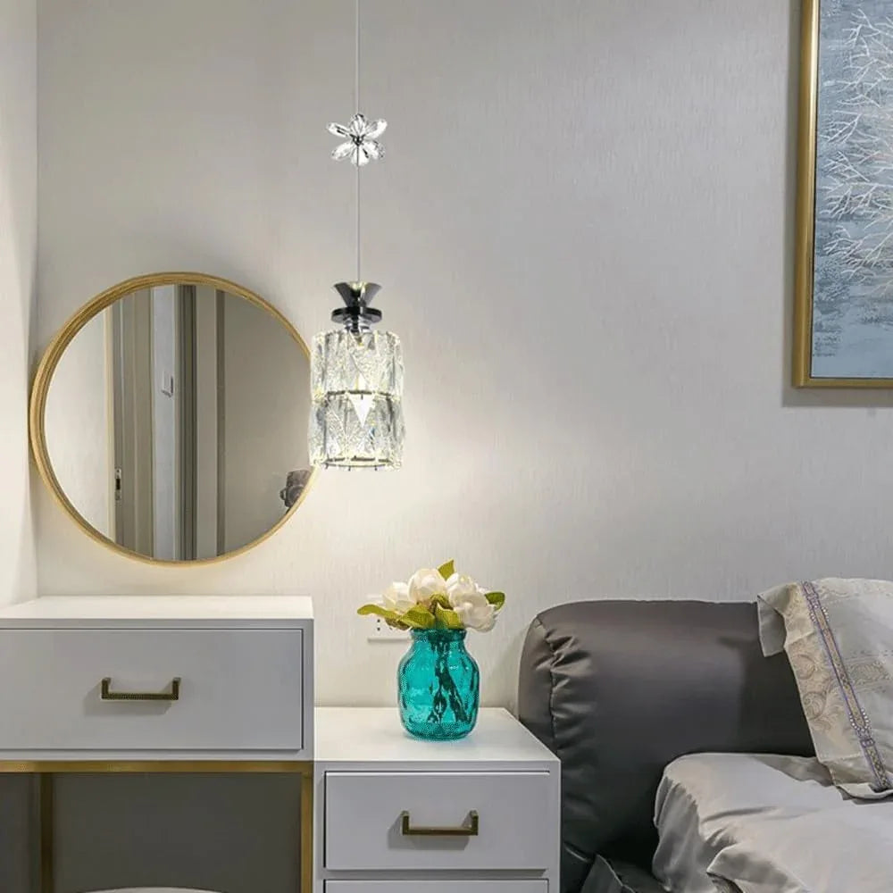Audara-Crystal Pendant Light, 4-inch, Creative Decorative Lamp. Suitable for Modern, Minimalist, Bohemian, and European Styles. Ideal for Bedrooms, Hotel Rooms, Kitchens, Islands, Entryways, Etc.