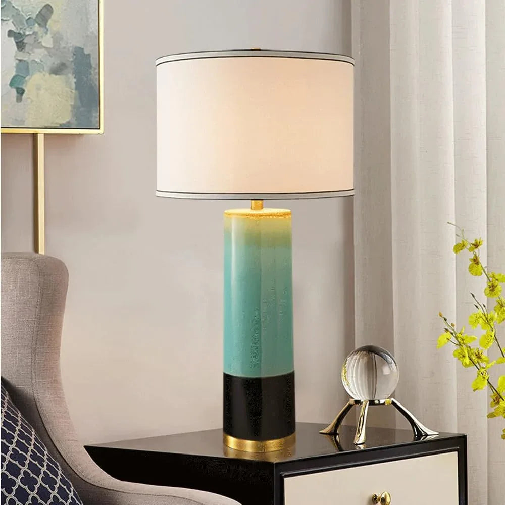 Audara-American Vintage Cloth Ceramic Desk Light New Chinese Counter Bedroom Study Desk Lamp Shopping Mall Front Desk Cafe Restaurant Lighting Fixture Living Room Apartment Next to Sofa Table Lamp