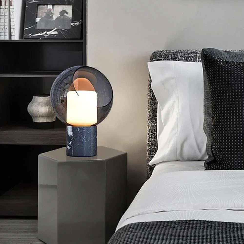 Audara-Simple Luxury Hotel Living Room Sofa Desk Light Postmodern Creative Marble Glass Desk Lamp Villa Restaurant Model House Backdrop Lighting Fixture Study Room Bedroom Table Lamp