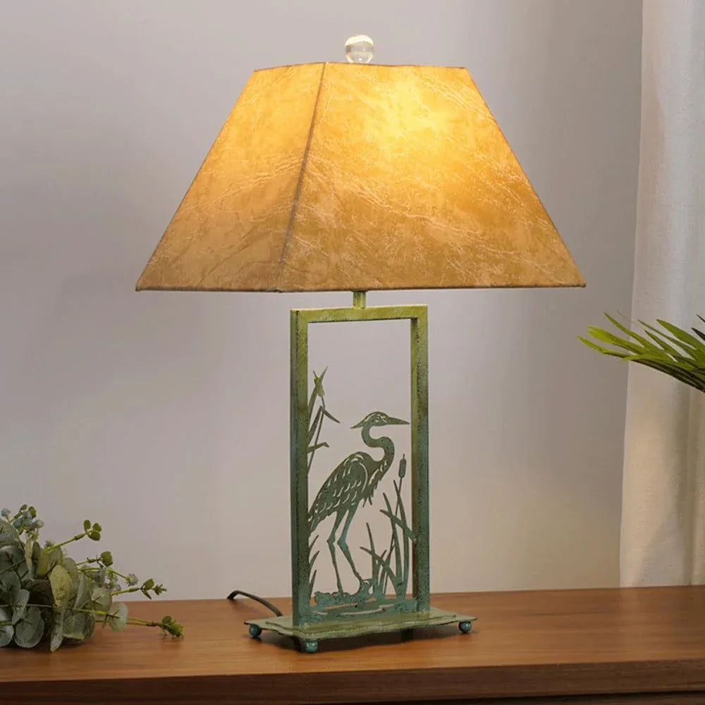 Audara-American Retro Dressing Table Bedroom Study Tea Room Desk Light Classic High-end Metal Parchment Desk Lamp Farmhouse Villa Restaurant Cafe Lighting Fixture Living Room Background Wall Table Lamp