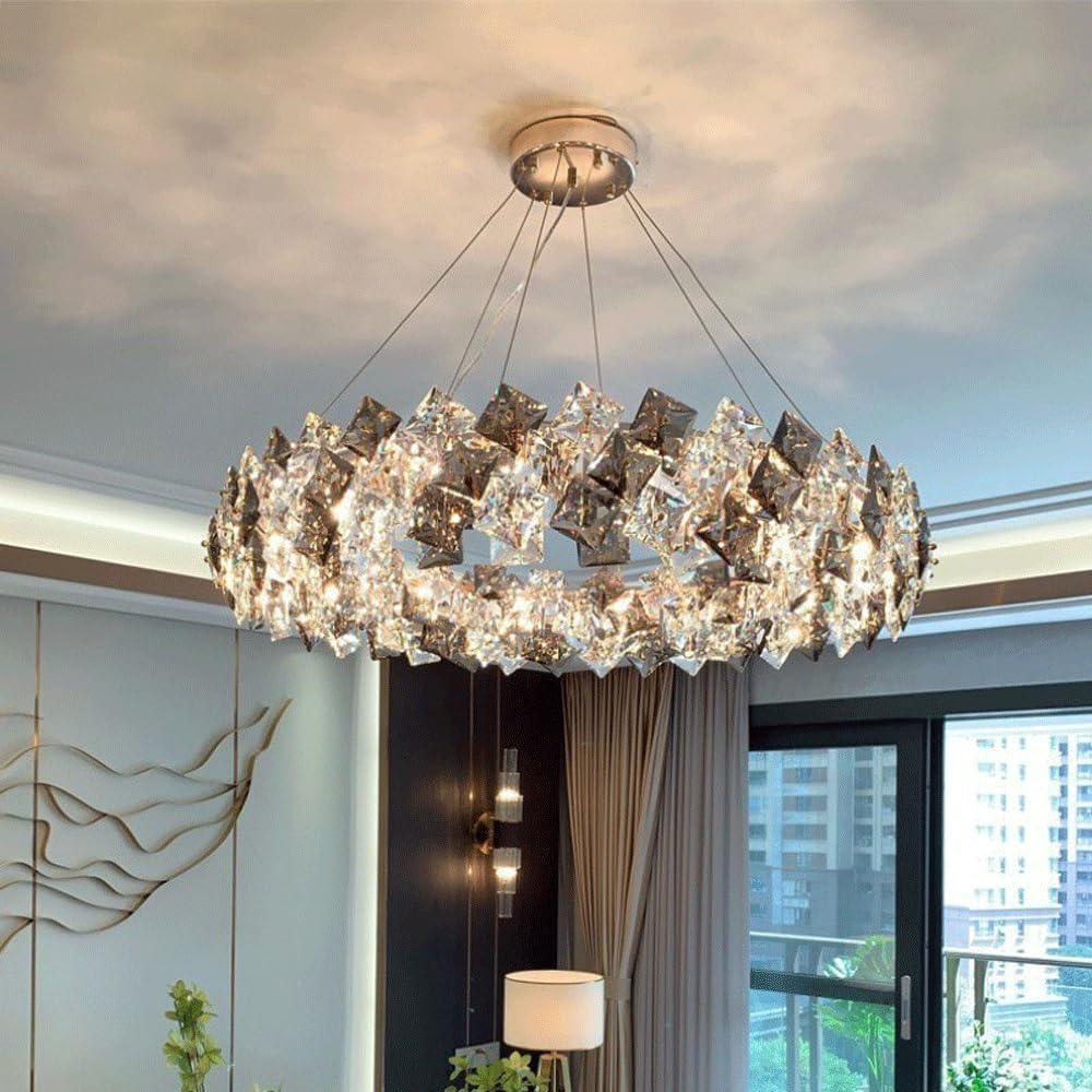 Audara-16-inch Crystal Chandeliers Suitable for Various Spaces Such As Bedrooms, Hotels, and Kitchen Islands Semi-Flush Mount Small Chandeliers for Living Rooms