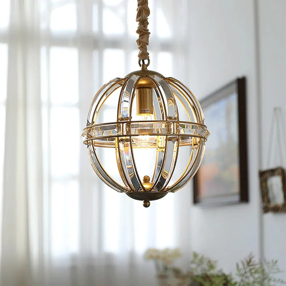 Audara-12-inch Diameter Crystal Pendant Light, Spherical Decorative Lamp, Bohemian Style, European Minimalist Style, Suitable for Bedrooms, Hotels, Entryways, Kitchen Islands, and Other Scenarios.