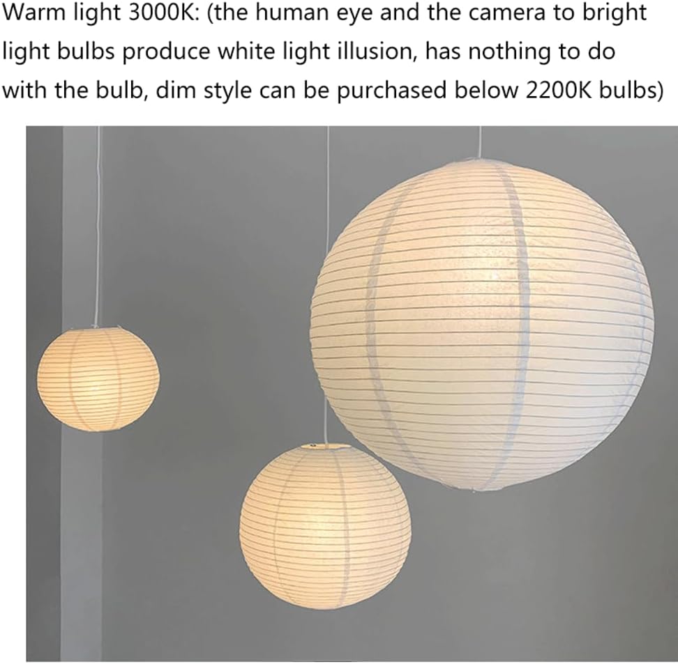 Audara-Sphere Suspension Blanche Lampe Suspendue Faite à la Main en Papier de Coton Douille E26 Diamètre 30cm Lustres Salon Chambre Chevet Centre Commercial Fleuriste Café Salon de Thé Éclairage de Salle à Manger