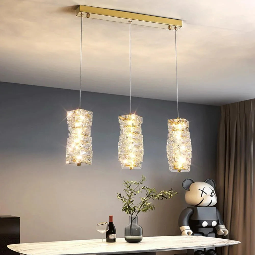 Audara-Crystal Pendant Light, 5-inch Diameter, Bohemian Style, Minimalist Design, Versatile Lighting Fixture Suitable for Living Rooms, Cafes, Dining Rooms, Kitchen Islands, and Entryways.