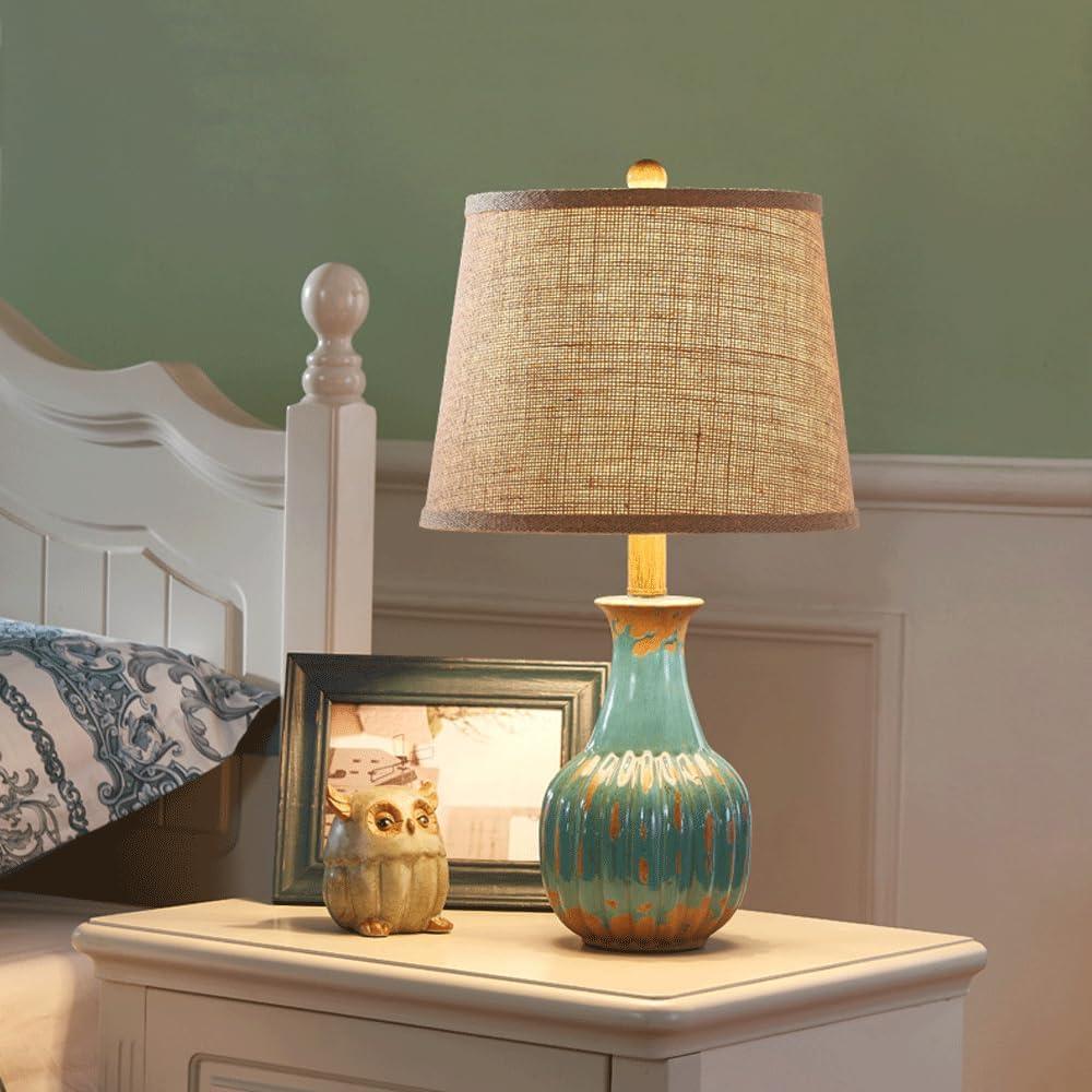 Audara-American Vintage Bedroom Study Living Room Desk Light European Style Fabric Ceramic Desk Lamp Office Wedding Wall Table Lamp Mall Hotel Front Desk Coffee Shop Lighting Fixture