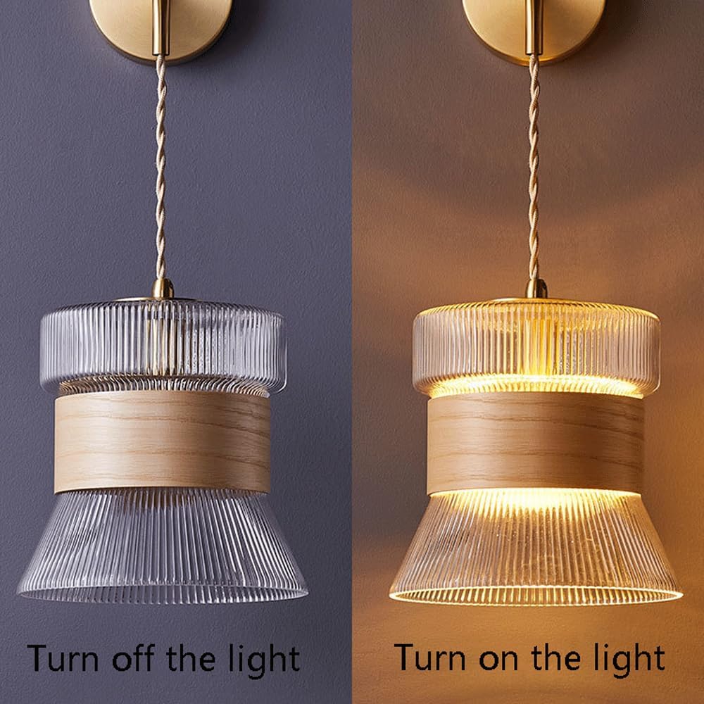 Audara-Japanese Zen Wall Lamp Retro Simple Walnut Wall Lights Bedroom Living Room Glass Sconces Aisle Corridor Foyer Mounted Lighting Fixture