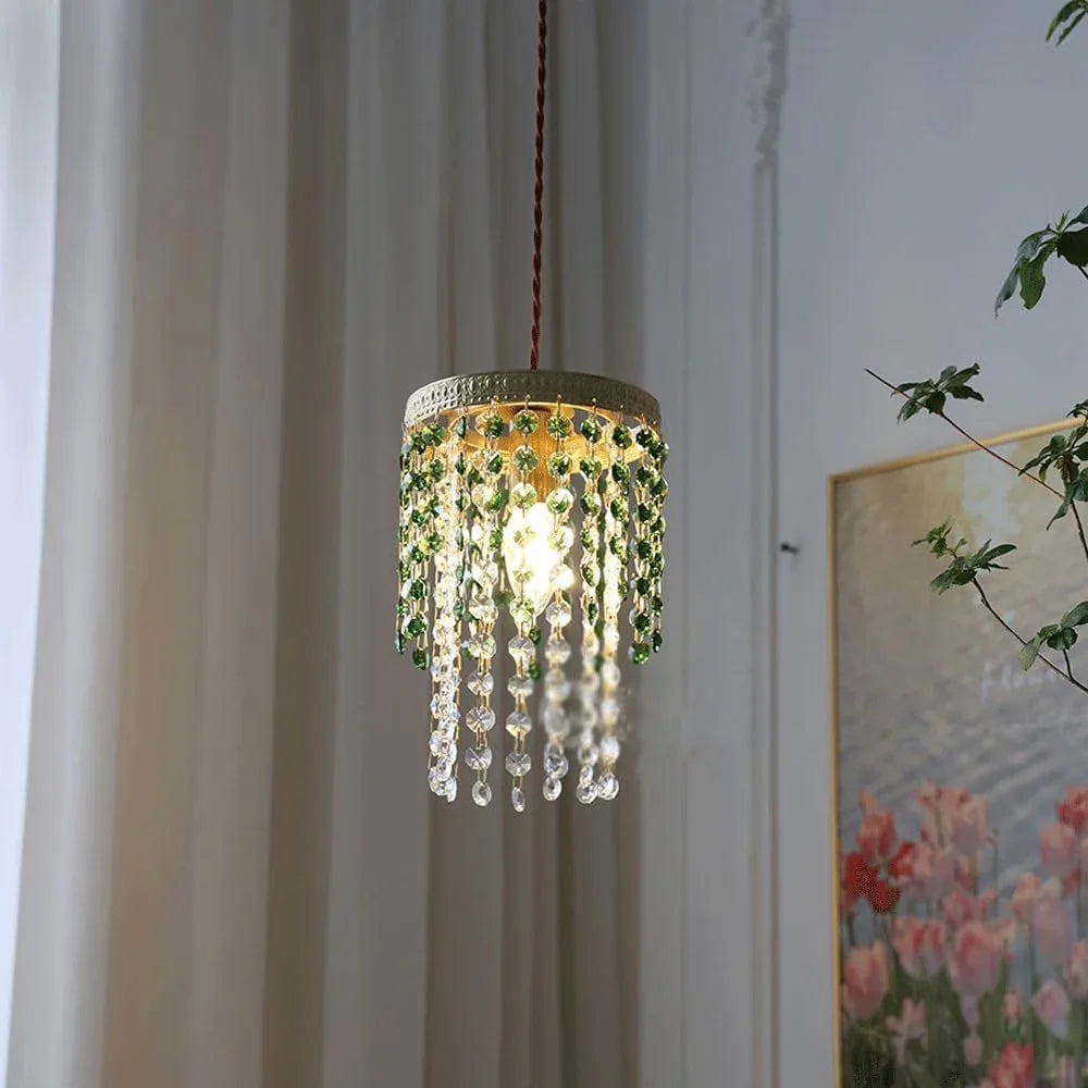 Audara-Crystal Pendant Light, 6 Inches in Size, Small Hanging Decorative Light Fixture, Modern Minimalist Style, Bohemian Style, Suitable for Bedrooms, Hotels, Kitchens, Islands, Entryways, Etc.
