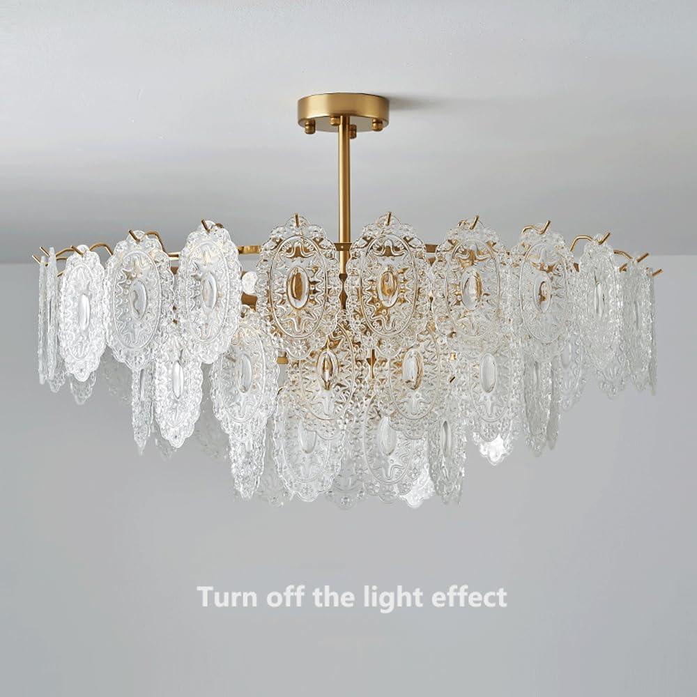 Audara-Light Luxury Creative Glass Pendant Lightled French Iron Living Room Bedroom Lighting Fixturese Eye Protection Three Color Changing Light Restaurant Chandeliers Hotel Cafe And Kids Room HangingLamp