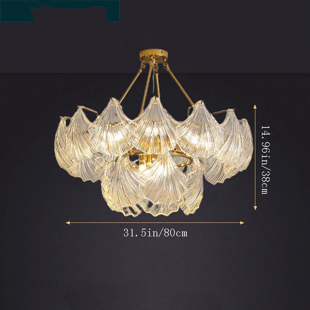 Audara-32-inch Shell-Shaped Crystal Chandeliers Suitable for Installation in Diverse Spaces Such As Bedrooms, Hotels, and Kitchen Islands Glass Chandelier for Living Room Minimalist European Style