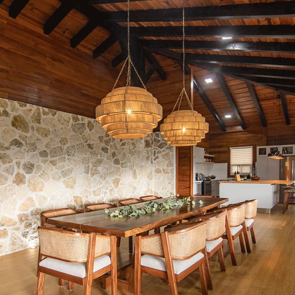 Audara Nature Color Lámpara colgante grande francesa Cuerda de cáñamo Tejida a mano Lámpara colgante E26 Portalámparas D80 cm Lámpara de araña Salón Dormitorio Balcón Pasillo Centro comercial Villa Loft Iluminación de comedor