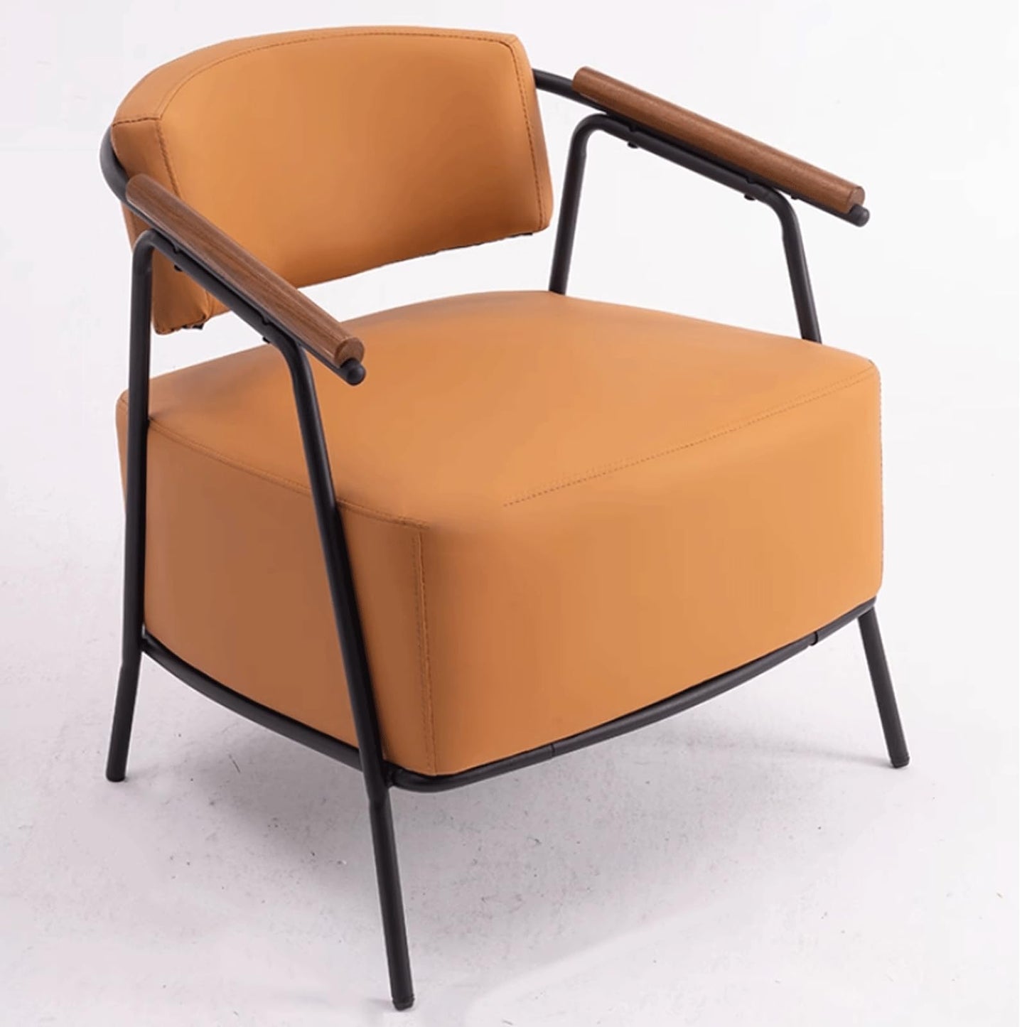 Audara-28 inch Casual Armchair Sofa Chair, Brown Leather Decorative Chair, Retro Style Sofa, Carbon Steel Chair Legs, Suitable for Living Room, Bedroom, Dining Room.