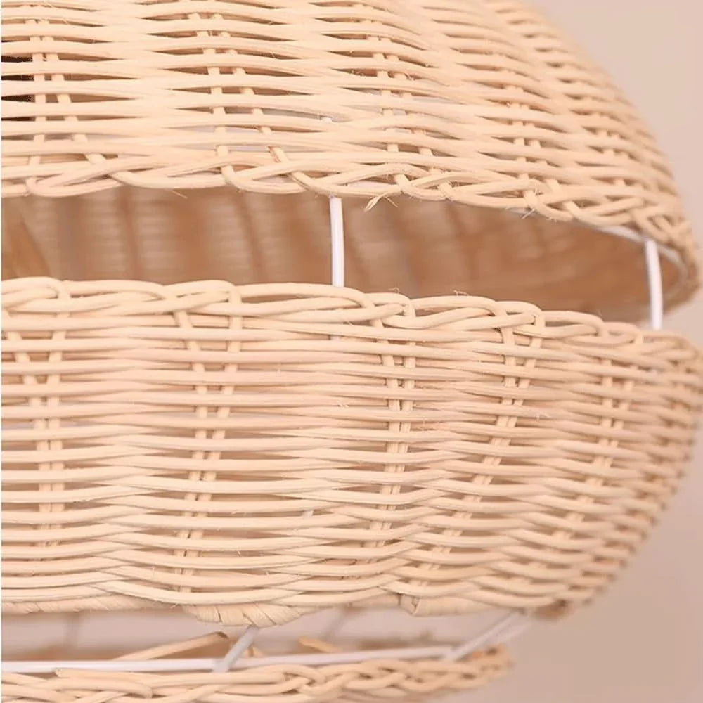 Audara-10in Woven Rattan Pendant Light Bohemian & Wabi-Sabi Style Multi-Functional Ceiling Light Fixture Suitable for Bedrooms, Hotels, Study Rooms, Dining Areas, Entryways, and More Retro Lamp