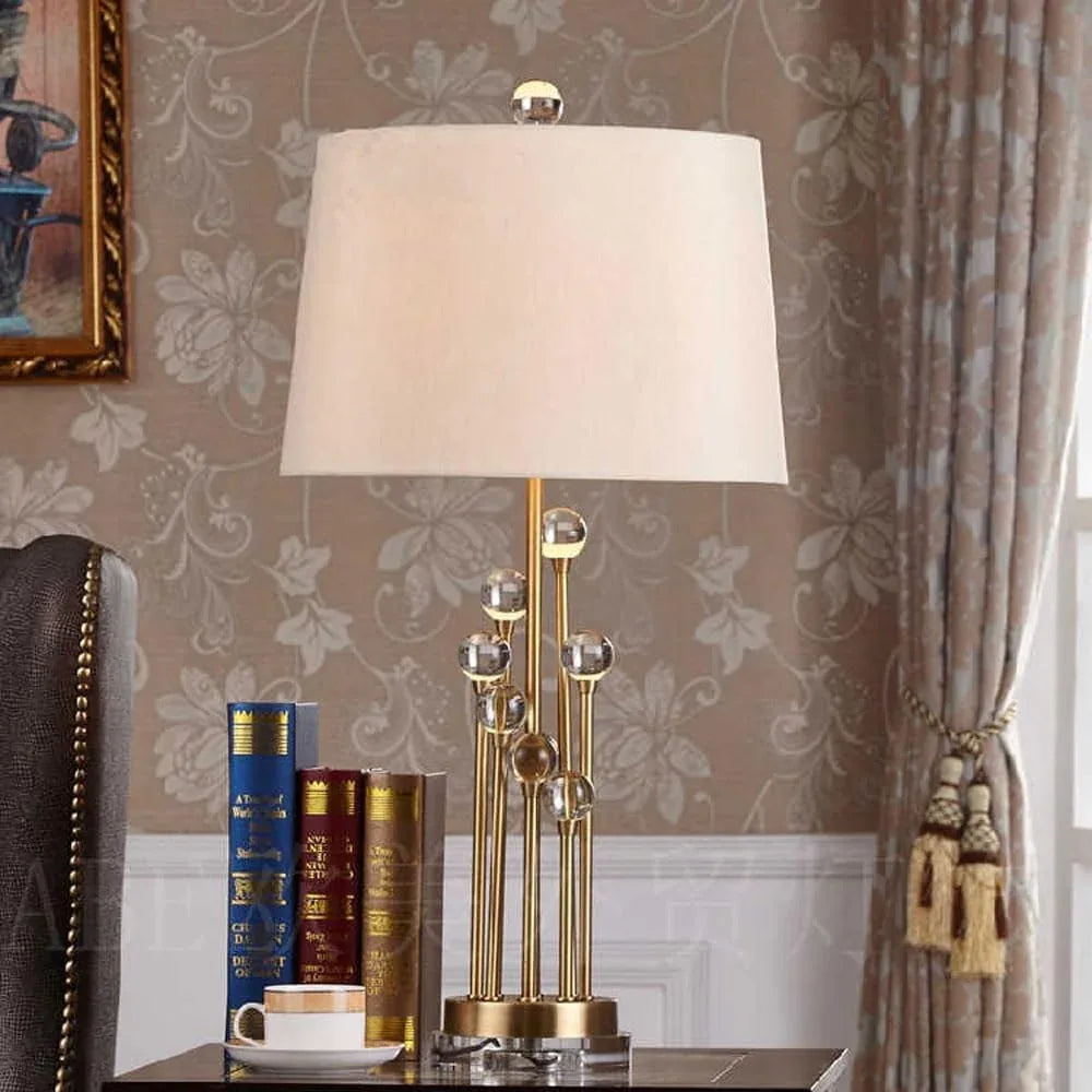 Audara-Scandinavian Luxury Living Room Bedroom Desk Light Creative Fabric Crystal Desk Lamp Club Mall Coffee Shop Villa Dining Room Lighting Fixture Study Office Apartment Decoration Table Lamp