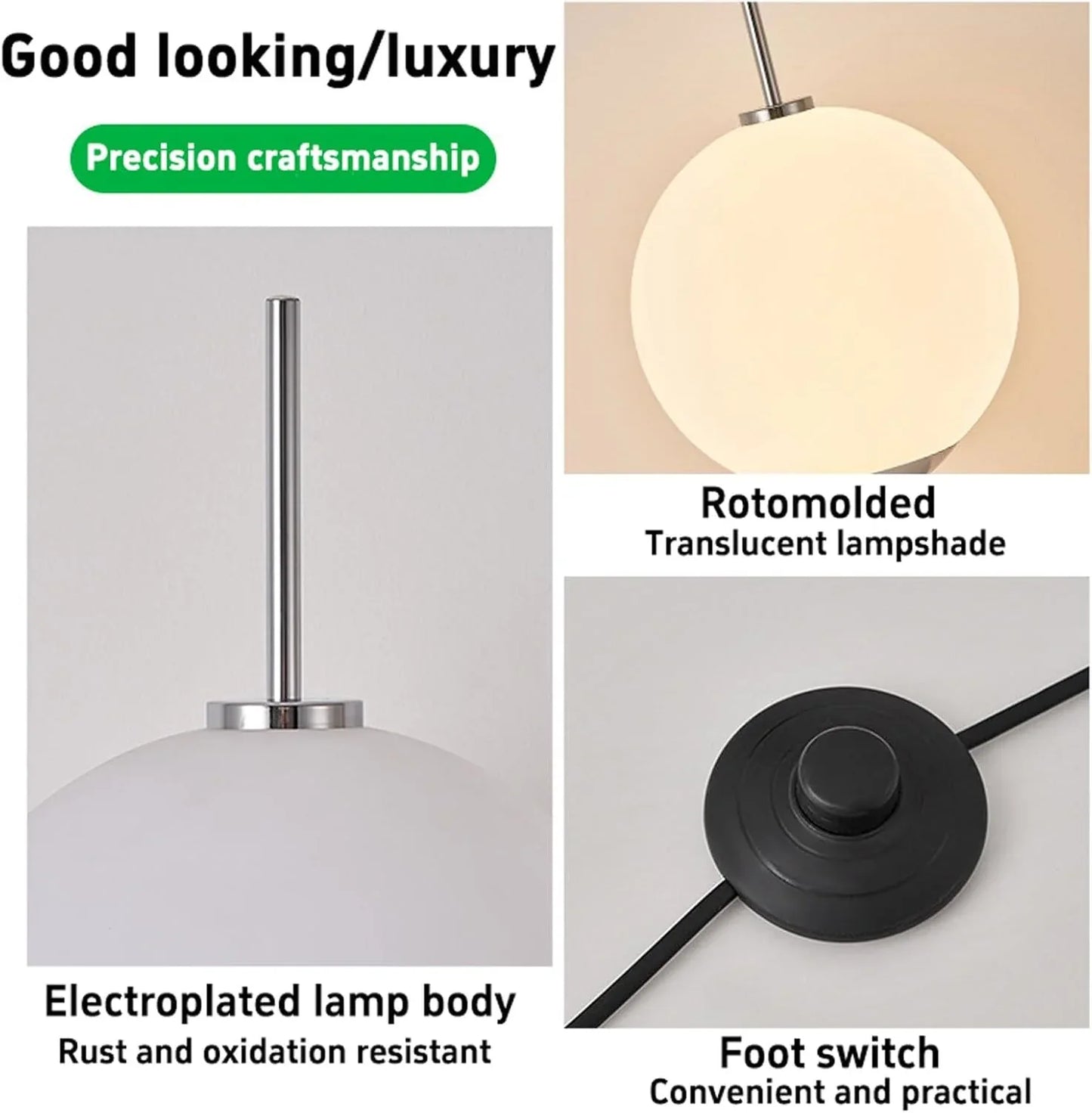 Audara-Creative Spherical LED Floor Lamp Black White Metal Standing Lamp H57.09in Corridor Living Room Bedroom Torchiere Showroom Dining Room Backdrop Decoration Lighting Fixture