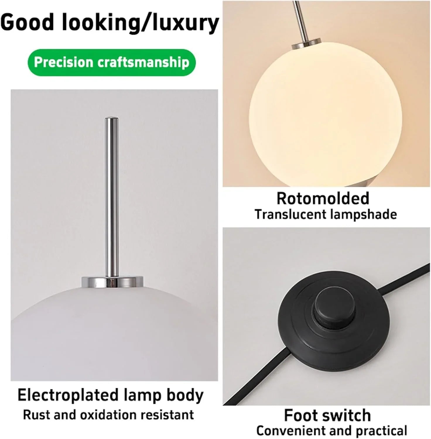 Audara-Creative Spherical LED Floor Lamp Black White Metal Standing Lamp H57.09in Corridor Living Room Bedroom Torchiere Showroom Dining Room Backdrop Decoration Lighting Fixture