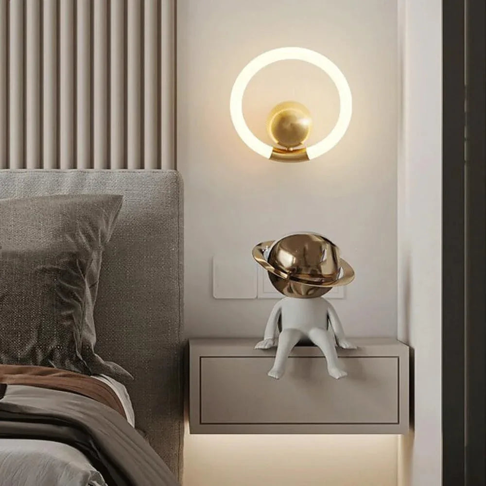 Audara-Creative Geometric Brass Wall Lamp Omni-Directional 360° Acrylic Wall Lights Living Room Bedroom Aisle Sconces Scandinavian Simple Art Mounted Lighting Fixture