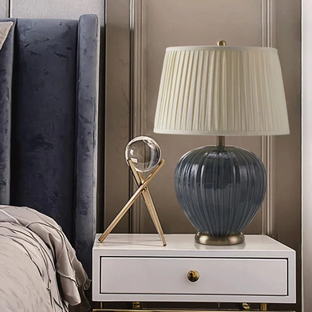 Audara-New Chinese Living Room Restaurant Hotel Front Desk Light American Simple Bedroom Bedside Reading Desk Lamp Warm Ceramic Fabric Table Lamp Club Mall Front Desk Cafe Lighting Fixture
