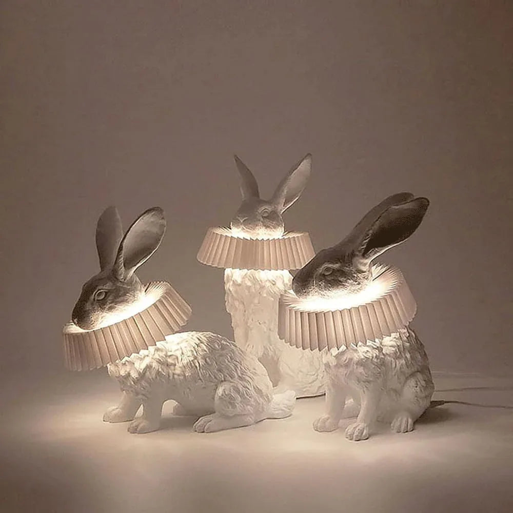 Audara-Postmodern Creative Children's Room Bedroom Desk Light Simple White Rabbit Shape Resin Desk Lamp Living Room Study Room Background Wall Table Lamp Showroom Showcase Club Lighting Fixture