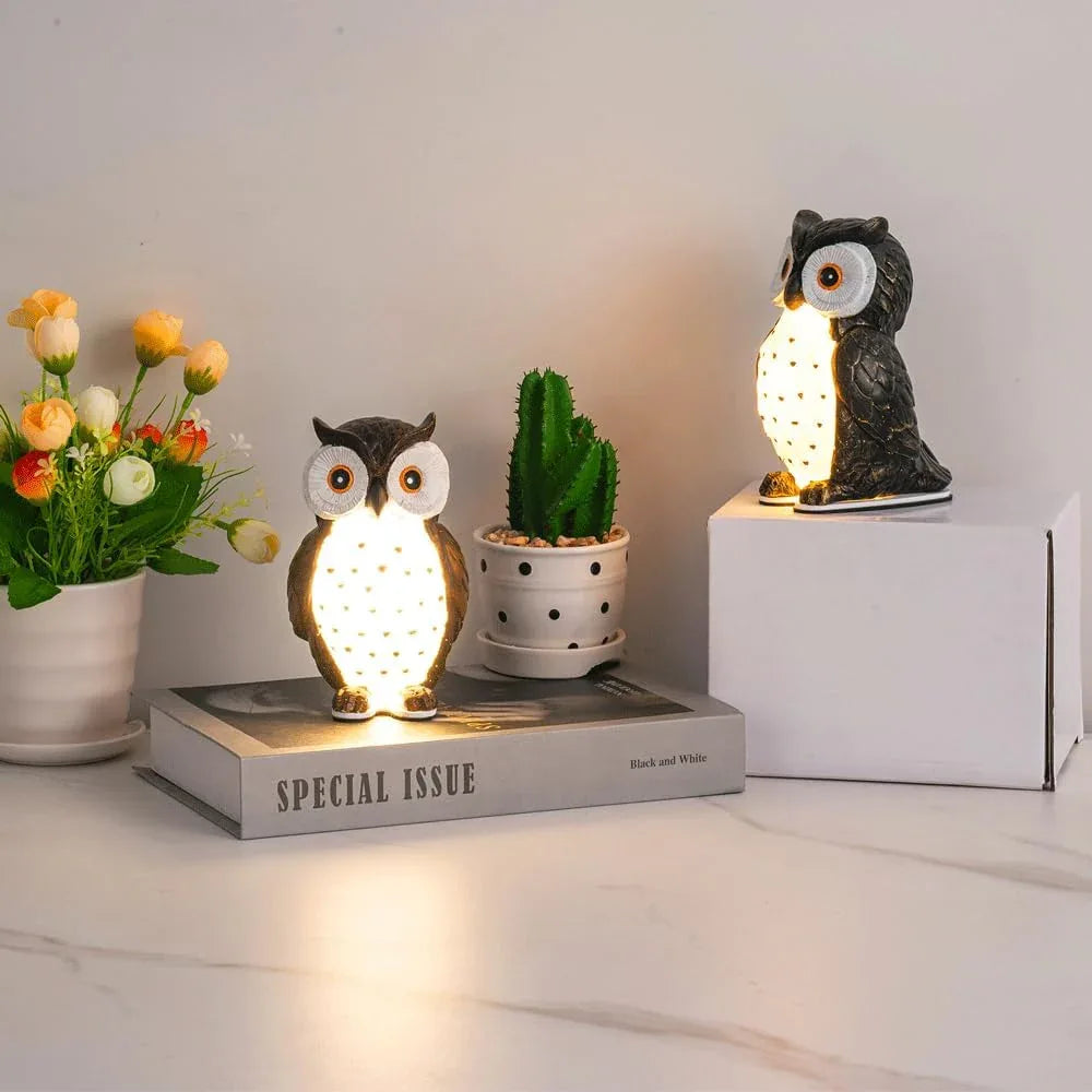 Audara-Cute Bedroom Kids Room Desk Light Premium Feeling Black Owl Resin Desk Lamp Amusement Park Boys Room Girls Room Table Lamp School Amusement Park Library Lighting Fixture