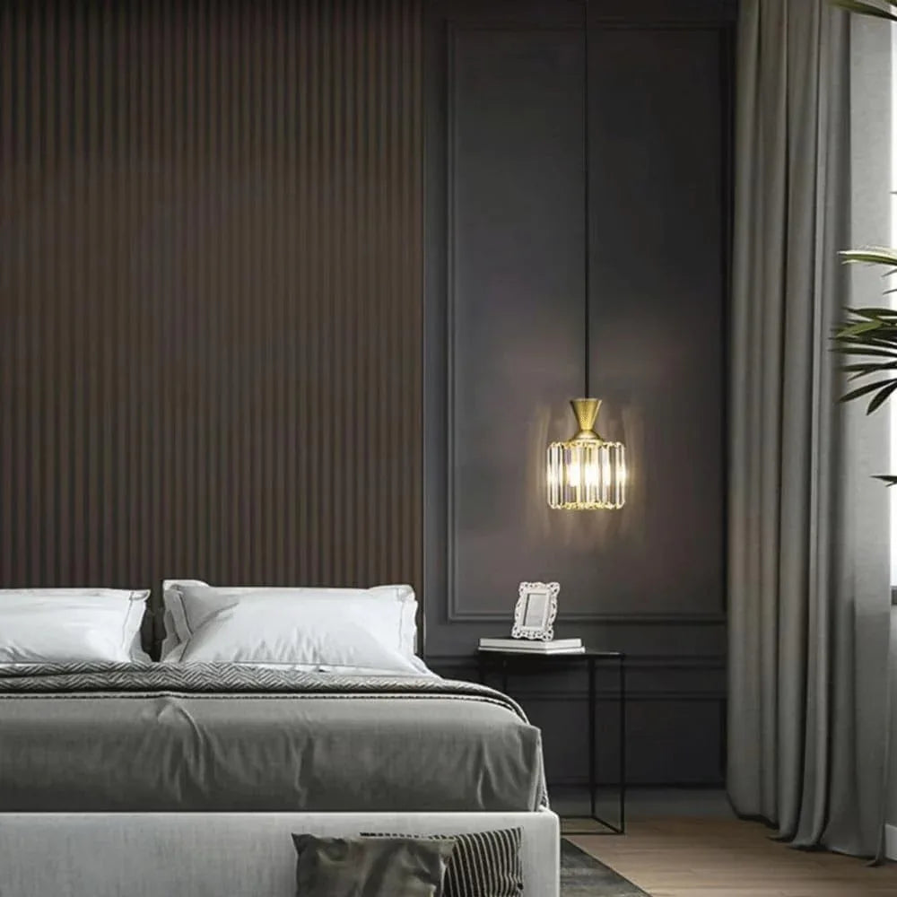 Audara-Crystal Pendant Light, 6 Inches, Small Decorative Pendant Light, Modern And Light Luxury Style, Suitable For Lighting In Various Places Such As Bedrooms, Hotels, Restaurants, Kitchen Islands, E