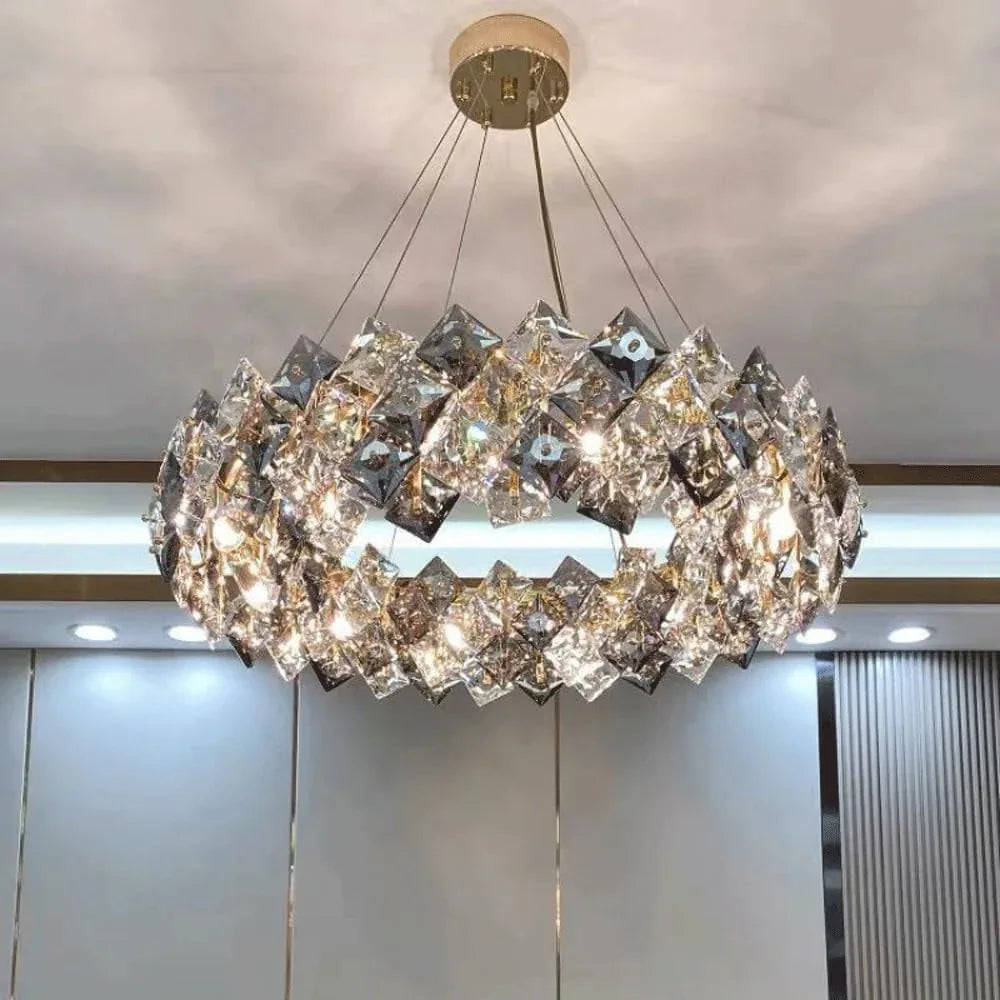 Audara-16-inch Crystal Chandeliers Suitable for Various Spaces Such As Bedrooms, Hotels, and Kitchen Islands Semi-Flush Mount Small Chandeliers for Living Rooms