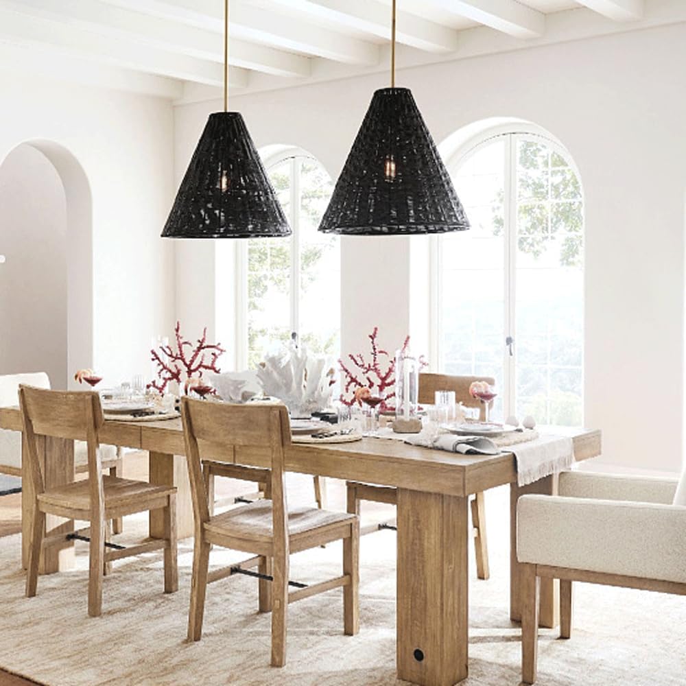 Audara-Lustre suspendu chinois conique en rotin, couleur naturelle, noir, culot E26/E27, diamètre 30 cm, pour salon, chambre, îlot de cuisine, couloir, café, restaurant