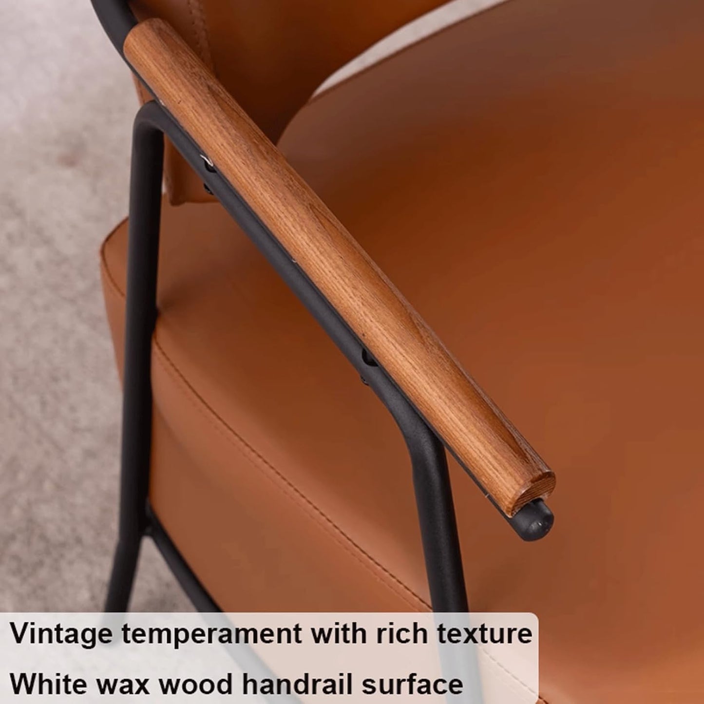 Audara-28 inch Casual Armchair Sofa Chair, Brown Leather Decorative Chair, Retro Style Sofa, Carbon Steel Chair Legs, Suitable for Living Room, Bedroom, Dining Room.