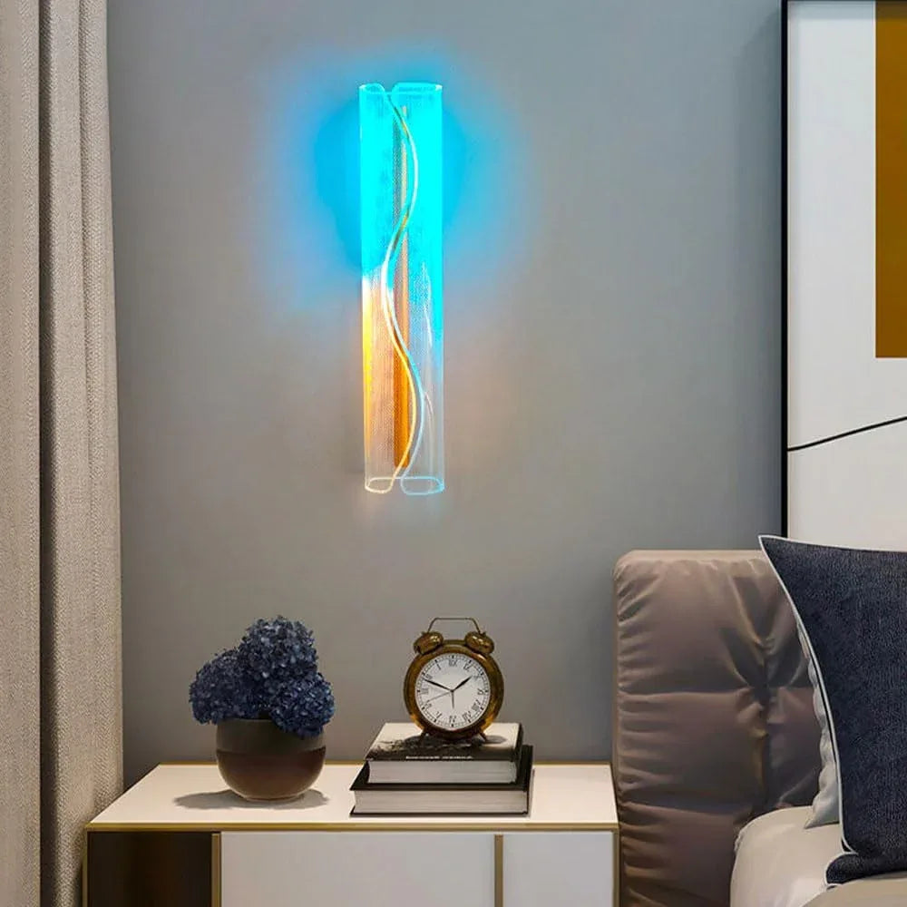 Audara-Warm And Romantic Acrylic Wall Lamp RGB Colorful Changing Light Living Room Backdrop Wall Lights 23.22in Bedroom Bedside Hotel Wall Sconces Suitable For Club Bar Lighting Fixture (with Remote Control)