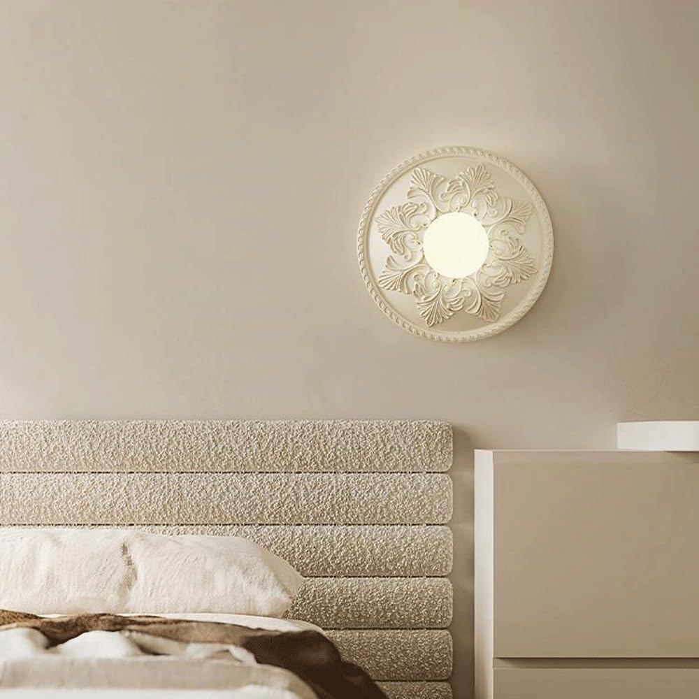 Audara-French Cream Wind Bed Head Wall Lamp Modern Simplex Entrance Wall Lights Designer Backdrop Corridor Sconces Bedroom Study Living Room Decorative Mounted Lighting Fixture