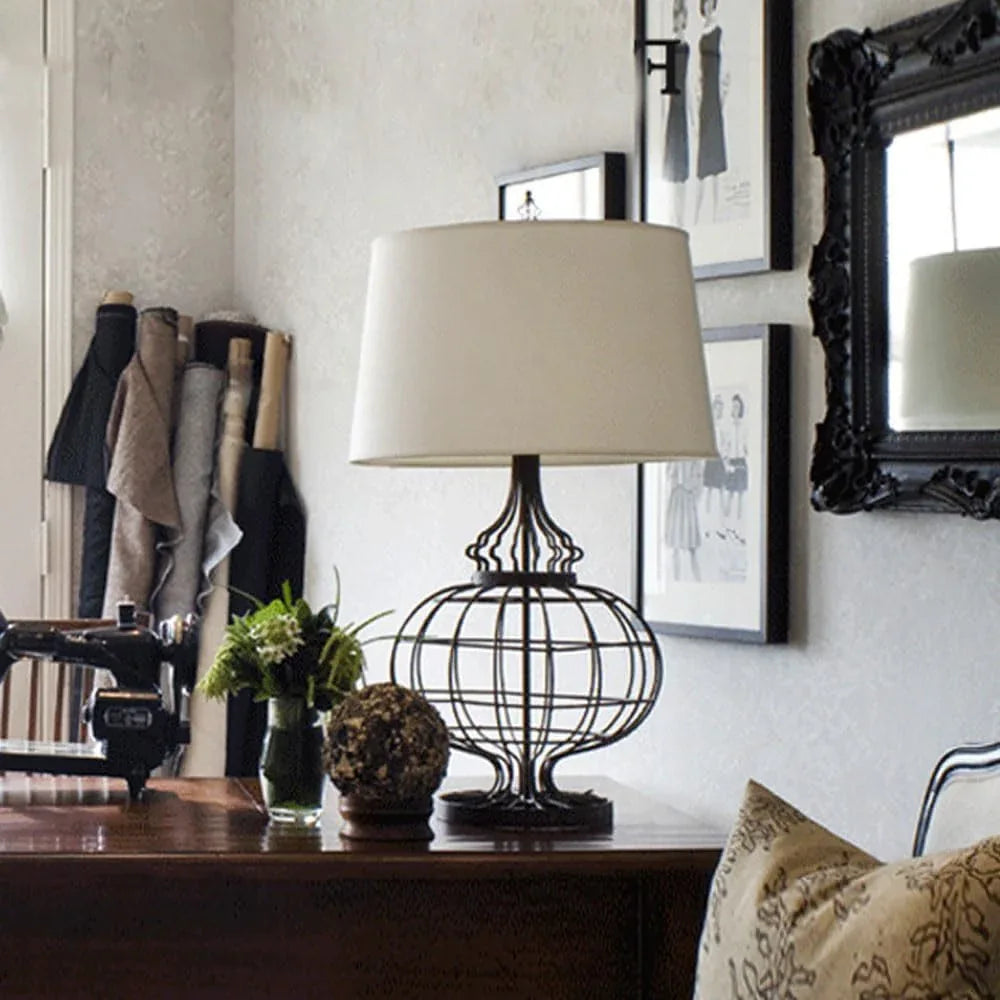 Audara-Scandinavian Industrial Wind Rustic Farmhouse Villa Desk Light Simple American Skeleton Metal Desk Lamp Living Room Bedroom Study Table Lamp B&B Showroom Dining Room Decoration Lighting Fixture