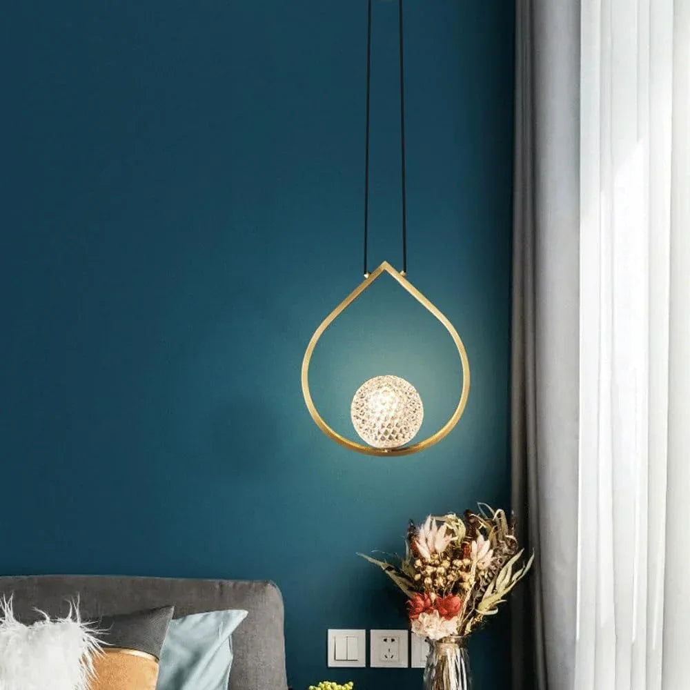 Audara-8-inch Minimalist Crystal Pendant Light, Bohemian Style, Suitable for Decorative Pendant Lights in Bedrooms, Bedside Tables, Hallways, Balconies, Living Rooms, Hotel Entryways, and Cafes.