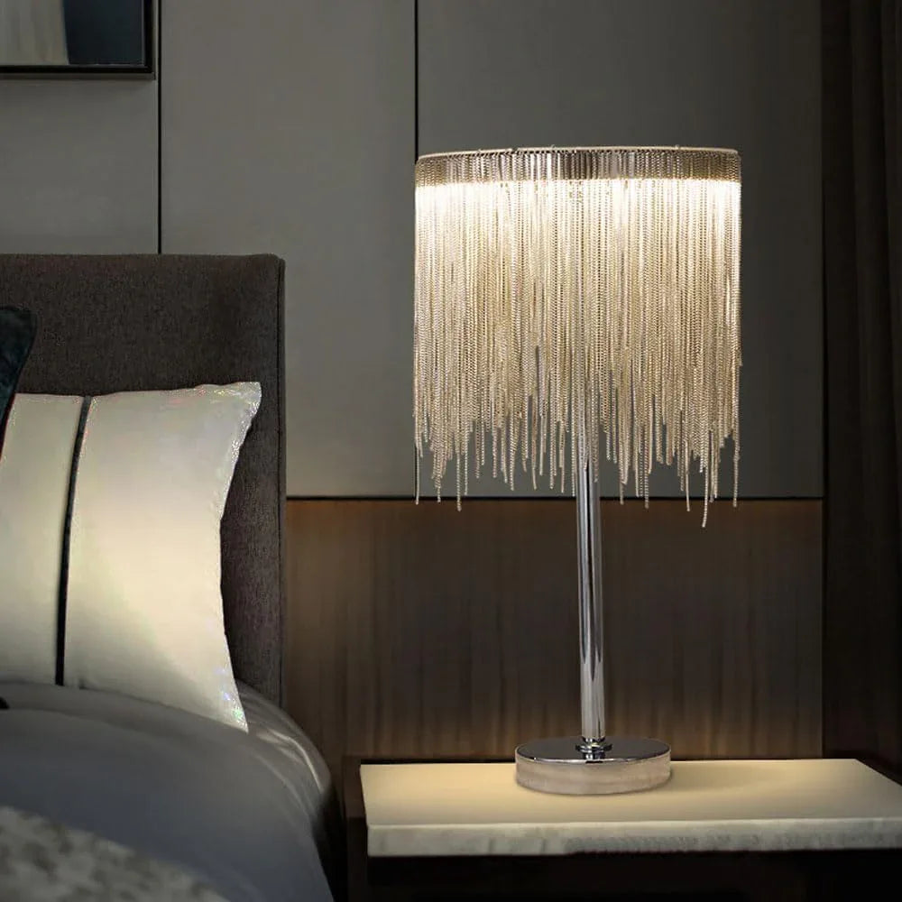 Audara-Modern Art with Tassel Metal Desk Light Fashion Creative Dining Room Coffee Shop Villa Desk Lamp Living Room Model House Backdrop Table Lamp Farmhouse B&B Lighting Fixture