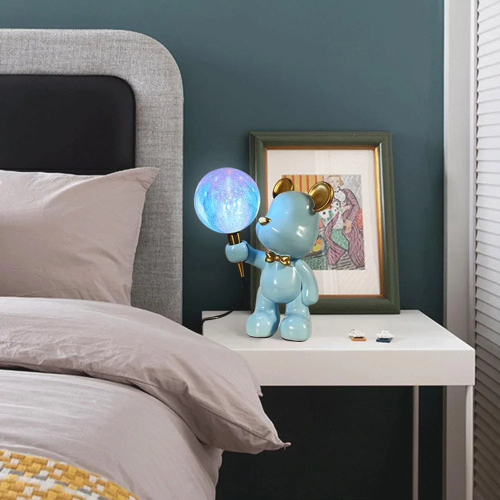 Audara-Cute Bear Resin Desk Light French Warm Boy Girl Room Bedroom Desk Lamp Living Room Dormitory Apartment Table Lamp School Amusement Park Mall Decoration Lighting Fixture