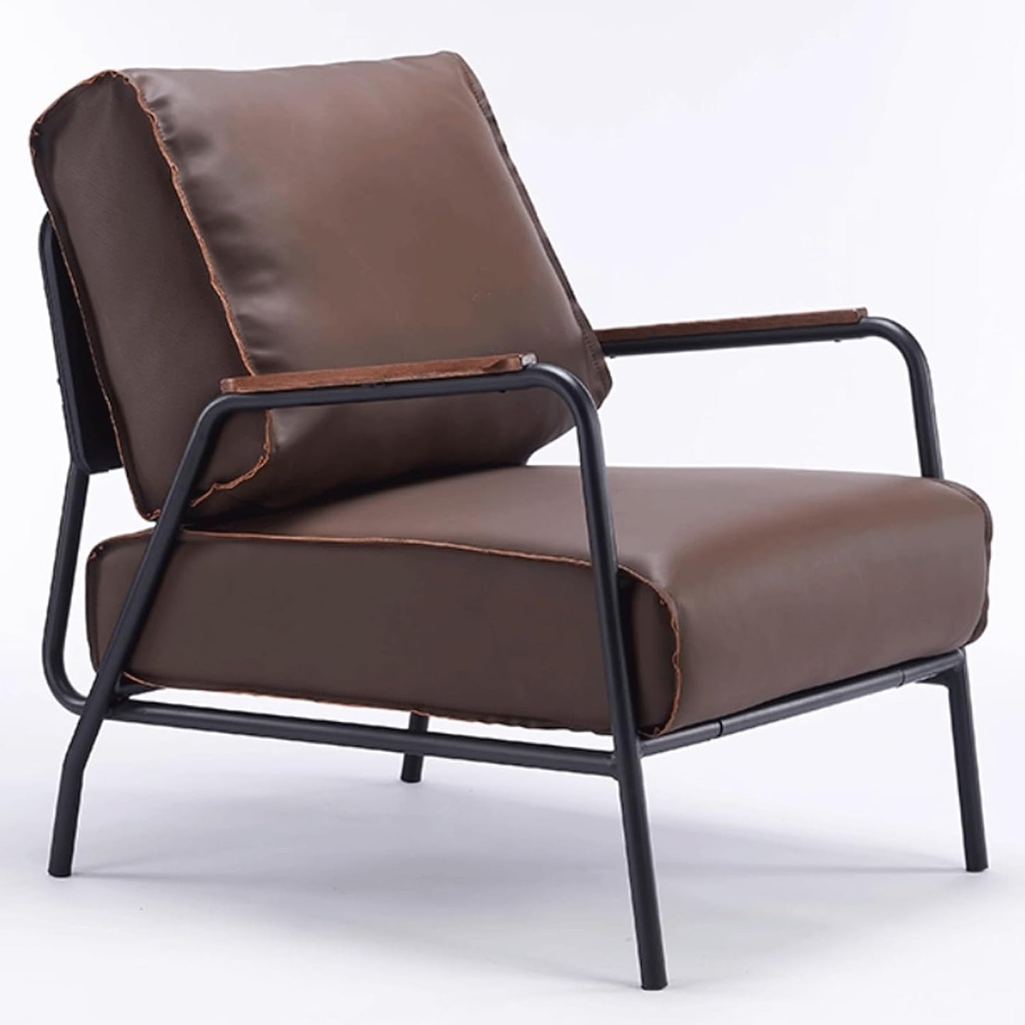 Audara-33 inch Leisure backrest Sofa Chair, Single Bench Orange Wooden armrest Oversized Accent Chair, Detachable backrest Design, Metal Frame, Suitable for Living Room, Bedroom, Reading Room