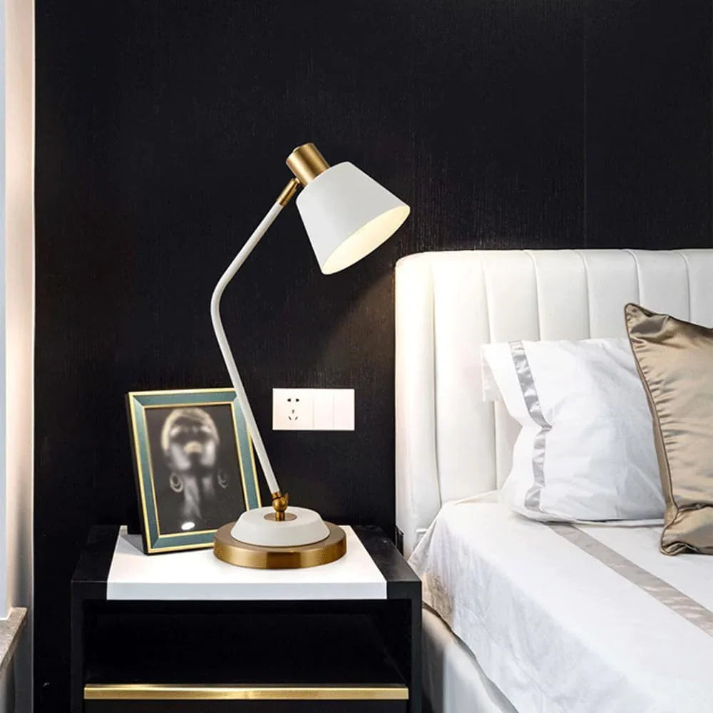 Audara-Scandinavian Modern Hotel Bedroom Desk Light Creative Atmosphere Bedroom Bedside Office Desk Lamp Black Gooseneck Metal Table Lamp Warehouse Bar Dormitory Apartment Lighting Fixture