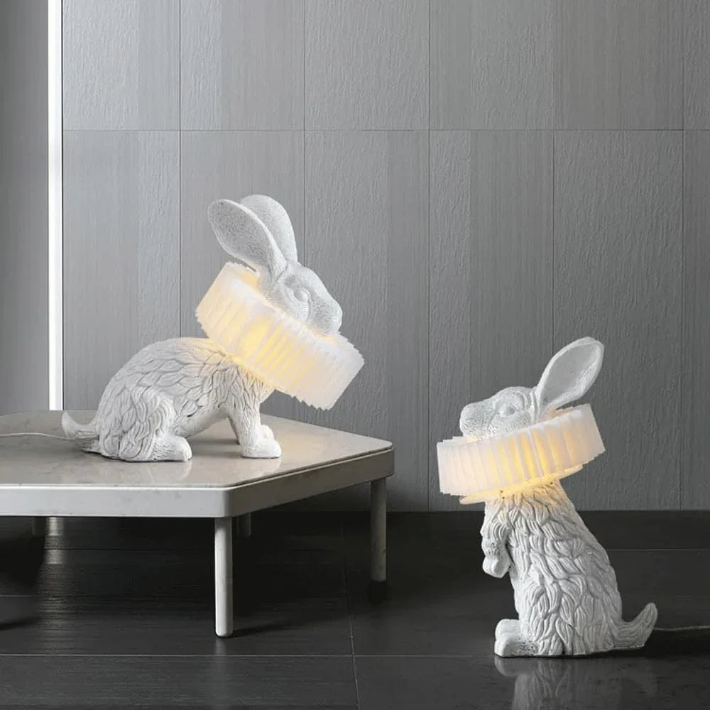 Audara-Postmodern Creative Children's Room Bedroom Desk Light Simple White Rabbit Shape Resin Desk Lamp Living Room Study Room Background Wall Table Lamp Showroom Showcase Club Lighting Fixture